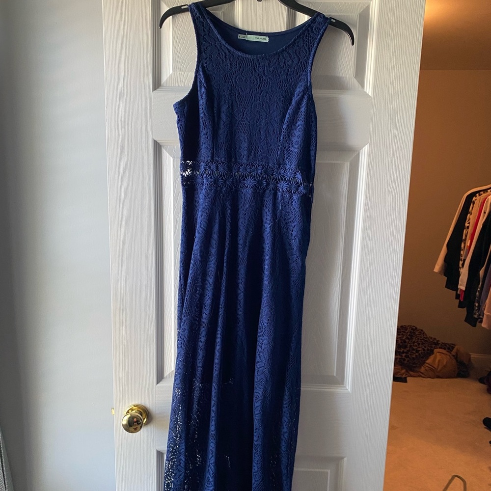 Blue lace maxi dress